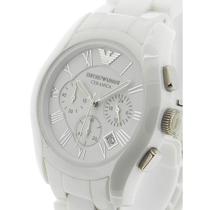 Emporio Armani Chronograph Ceramic White Dial Watch For Women - AR1403