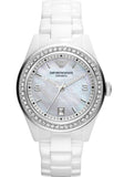 Emporio Armani AR1426 Ceramica Women's Watch – White Mother of Pearl Dial & Stainless Steel Strap