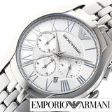 Emporio Armani Velente Chronograph Quartz Silver Dial Silver Steel Strap Watch For Men - AR1702