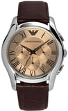 Emporio Armani Valente Chronograph Brown Dial Brown Leather Strap Watch For Men - AR1785