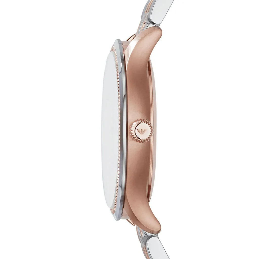 Emporio Armani Classic Silver Dial Two Tone Steel Strap Watch For Men - AR1839