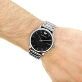 Emporio Armani Luigi Quartz Black Dial Silver Steel Strap Watch For Men - AR2499