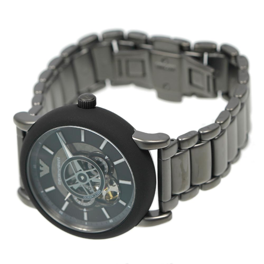 Emporio Armani Meccanico Automatic Black Dial Black Steel Strap Watch For Men - AR60010