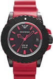 Emporio Armani AR6101 Sportivo Quartz Men's Watch – Black Dial & Red Rubber Strap