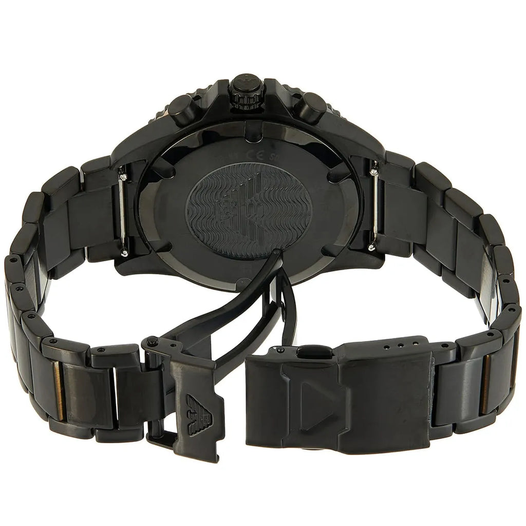 Emporio Armani Diver Chronograph Black Dial Black Steel Strap Watch For Men - AR80050