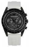 Emporio Armani AR6112 Sportivo Chronograph Men's Watch – Black Dial & White Rubber Strap