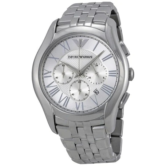 Emporio Armani Velente Chronograph Quartz Silver Dial Silver Steel Strap Watch For Men - AR1702