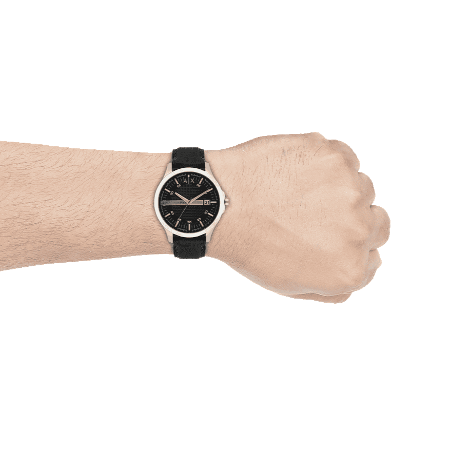 Armani Exchange Hampton AX2101 Men's Chronograph Watch – Classic Black Dial with Black Leather Strap