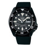 Seiko 5 Sport Automatic Black Dial Black Silicone Strap Watch For Men - SRPD65K3