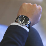 Armani Exchange Hampton AX2101 Men's Chronograph Watch – Classic Black Dial with Black Leather Strap