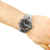 Armani Exchange AX2179 Hampton Men's Chronograph Watch – Bold Black Dial & Polished Silver Steel Bracelet