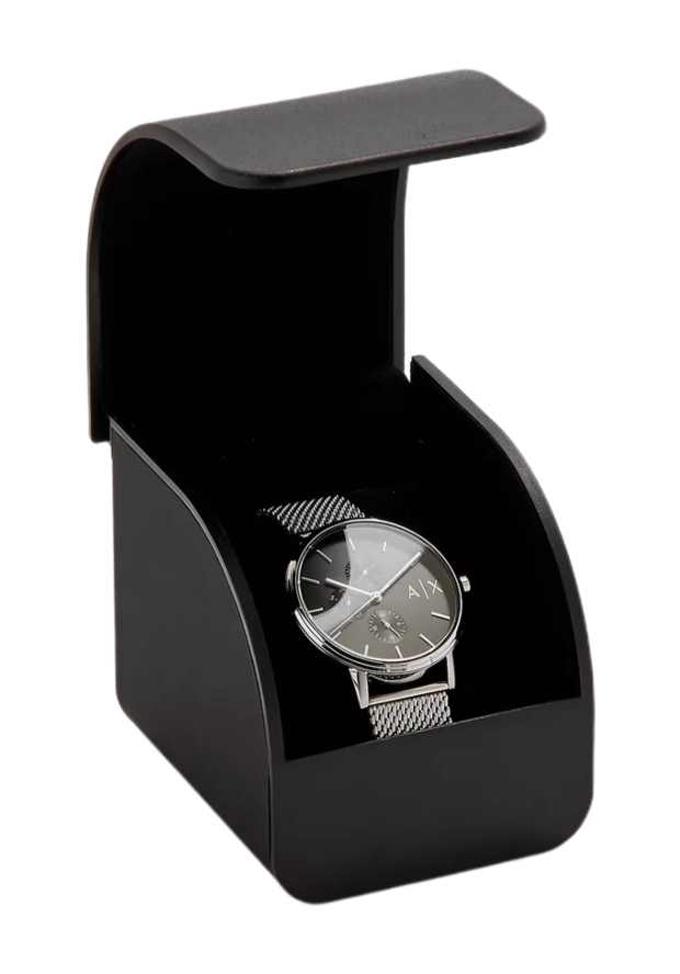 Armani Exchange Cayde AX2714 Men's Chronograph – Black Dial with Silver Mesh Stainless Steel Strap