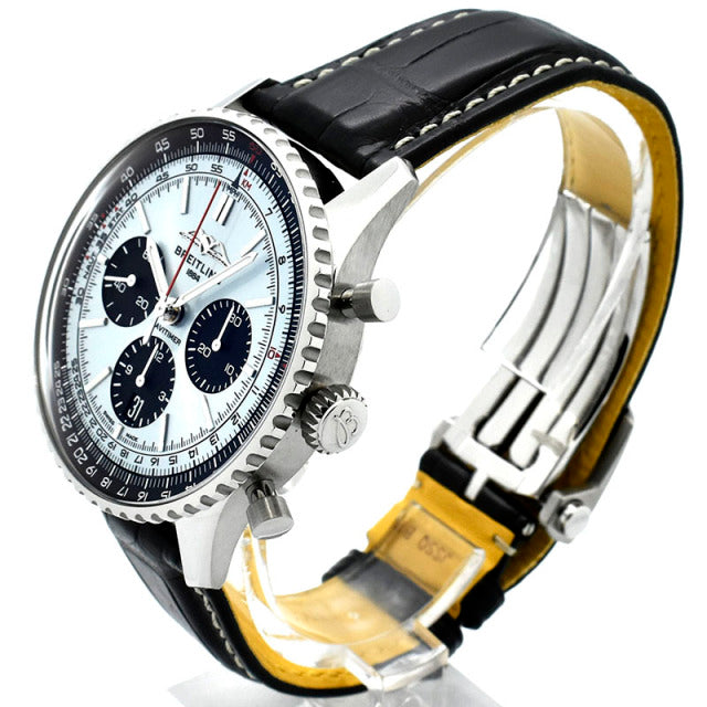 Breitling Navitimer B01 Chronograph 43 Blue Dial Black Leather Strap Watch for Men - AB0138241C1P1