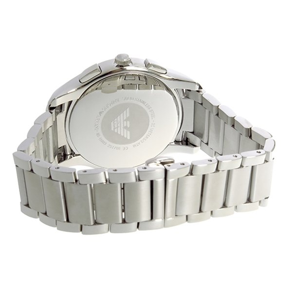 Emporio Armani Valente Chronograph Quartz Black Dial Silver Steel Strap Watch For Men - AR11083