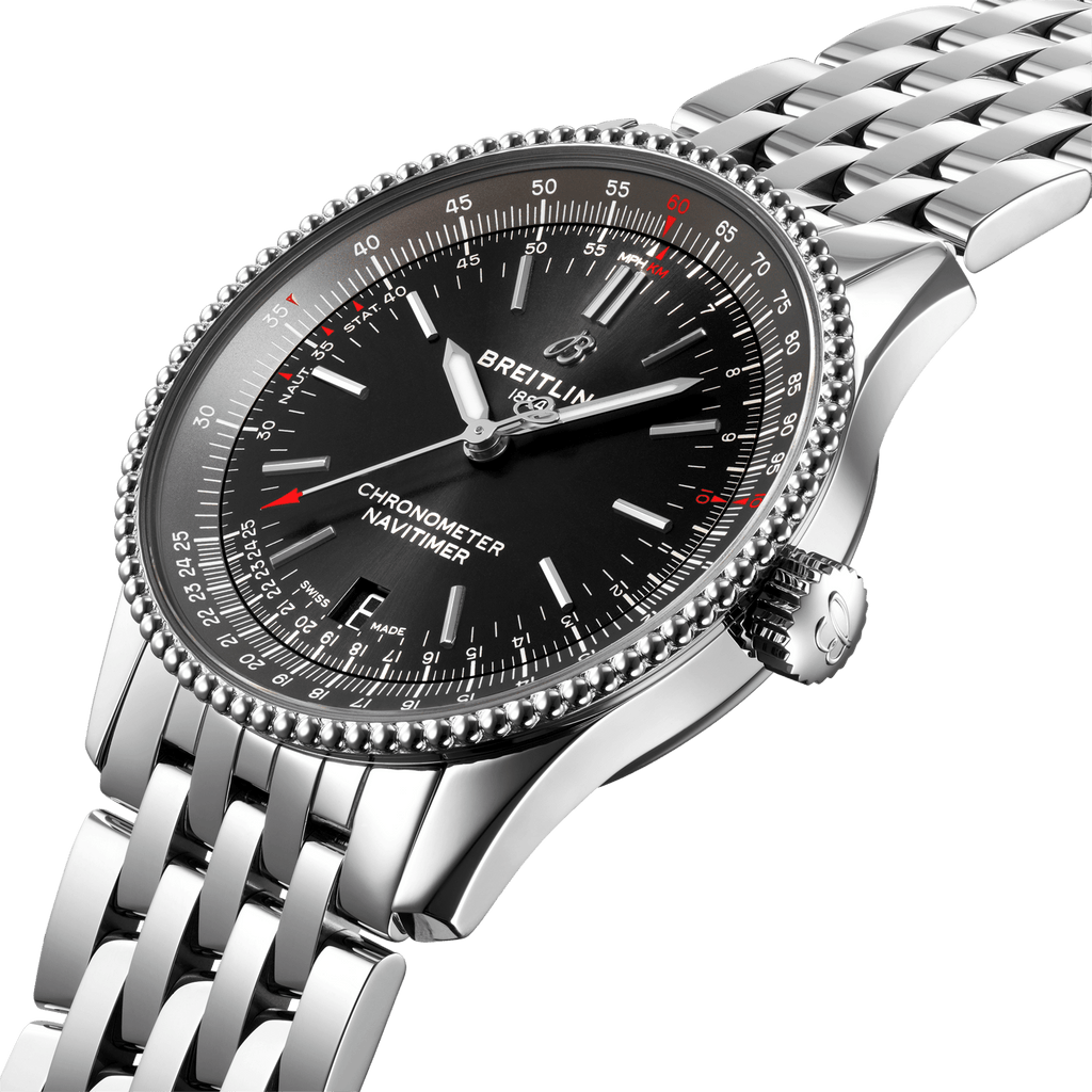 Breitling Navitimer Automatic 38mm Black Dial Stainless Steel Mens Watch - A17325241B1A1