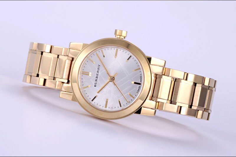 Burberry Heritage White Dial Gold Steel Strap Watch for Women - BU9203