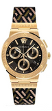 Versace VEZ900621 Greca Chronograph Men's Watch – Black Dial & Brown Leather Strap