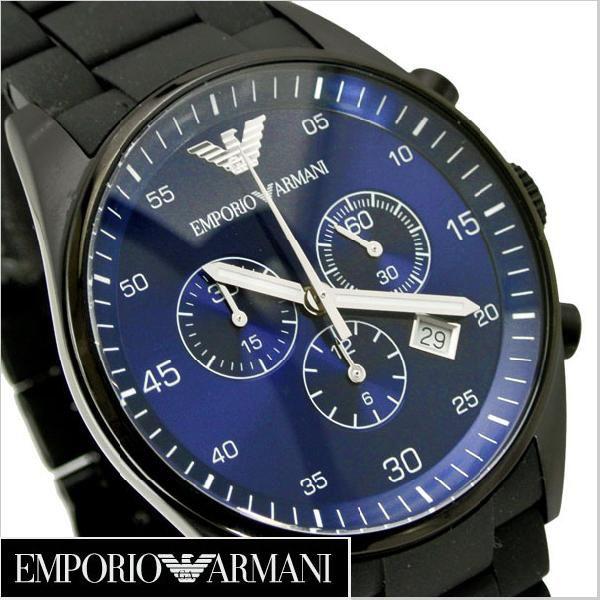 Emporio Armani Sportivo Chronograph Blue Dial Black Strap Watch For Men - AR5921