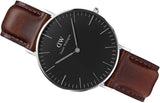 Daniel Wellington Classic Bristol Black Dial Brown Leather Strap Watch For Men - DW00100143