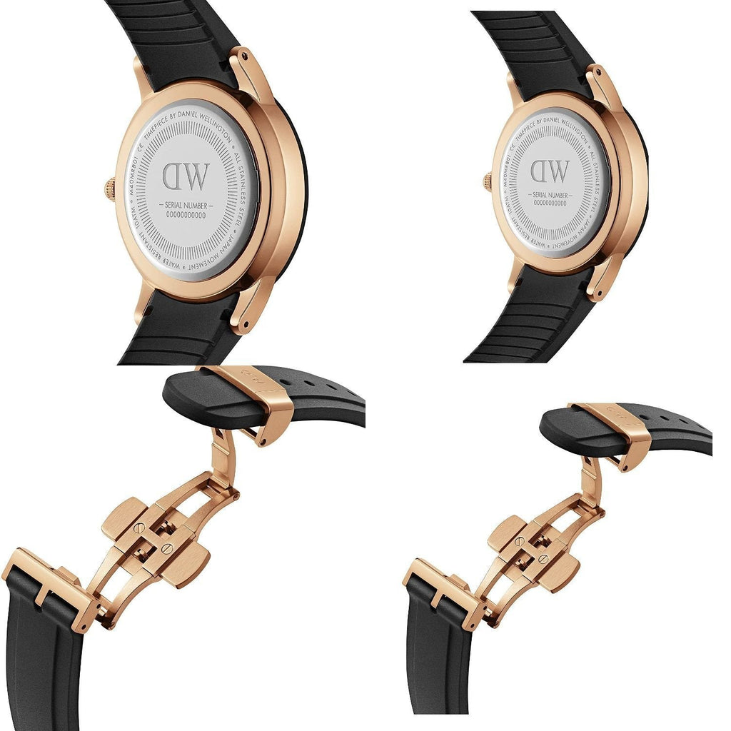 Daniel Wellington Iconic Round Case Motion Black Dial Rubber Strap Watch For Men - DW00100425