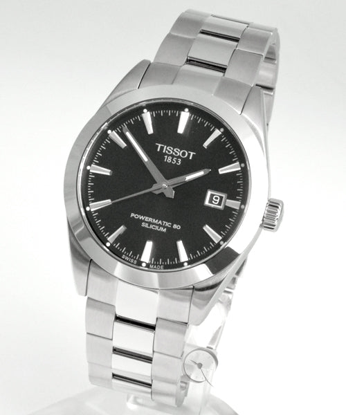Tissot Gentleman Powermatic 80 Silicium Black Dial Silver Steel Strap Watch For Men - T127.407.11.051.00