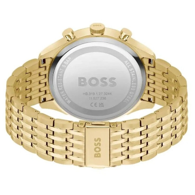 Hugo Boss Gregor Chronograph Grey Dial Gold Steel Strap Watch For Men - 1514051