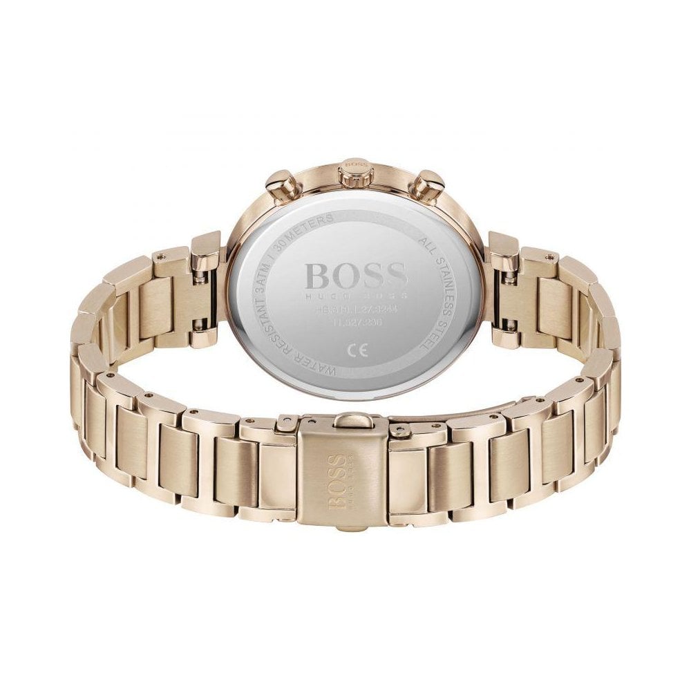 Hugo Boss Flawless Quartz White Dial Gold Steel Strap Watch for Women -1502531