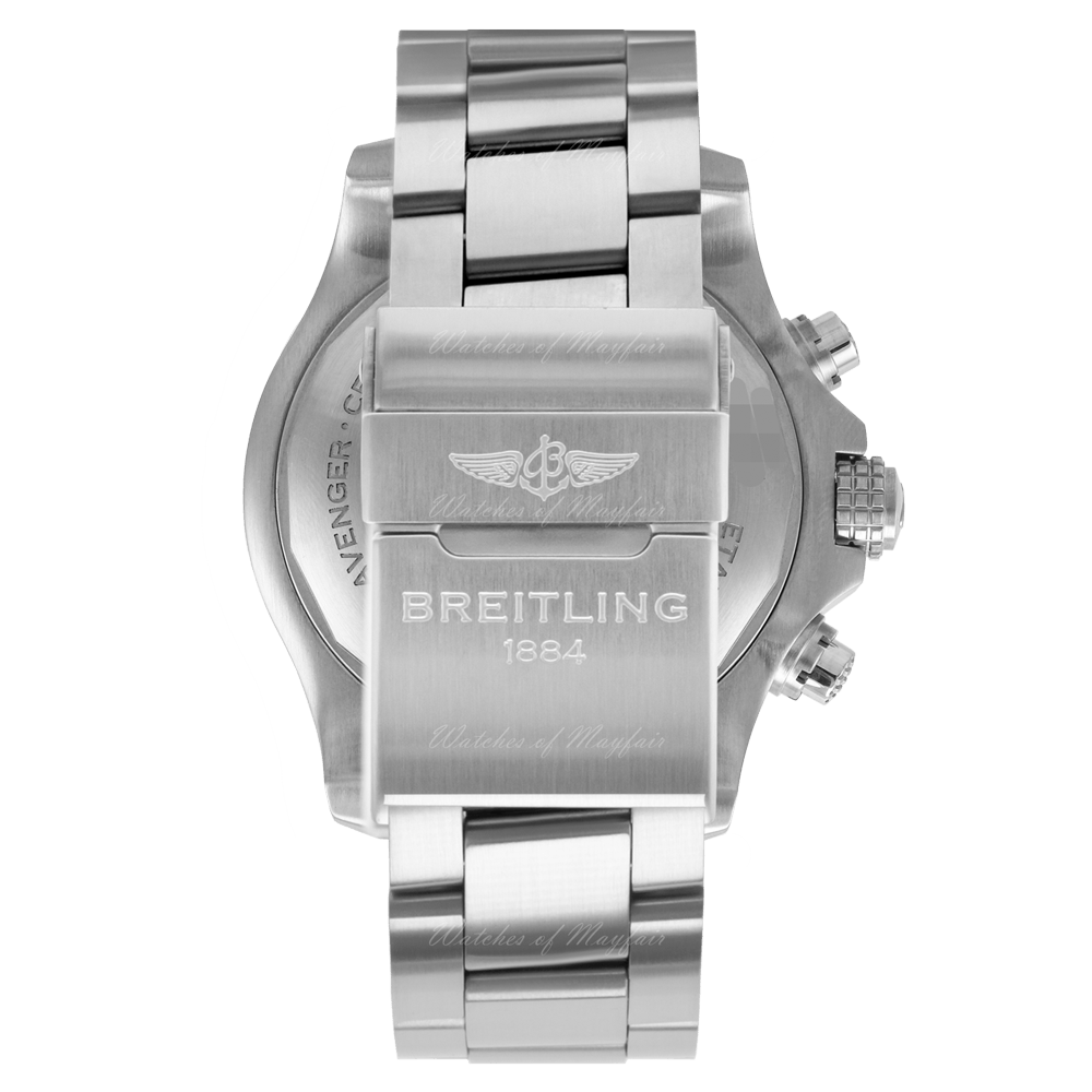 Breitling Avenger Chronograph 45mm Black Dial Silver Steel Strap Watch for Men - A13317101B1A1