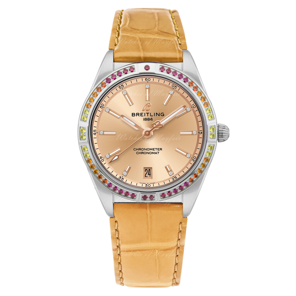 Breitling Chronomat Automatic 36 South Sea Brown Dial Brown Leather Strap Watch for Women - A10380611A1P1