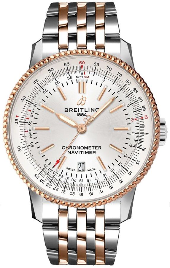 Breitling Navitimer Automatic 41 White Dial Two Tone Steel Strap Watch for Men - U17326211G1U1