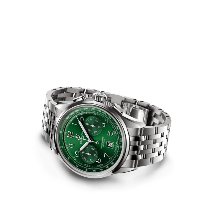 Breitling Premier B01 Chronograph 42 Green Dial Silver Steel Strap Watch for Men - AB0145371L1A1