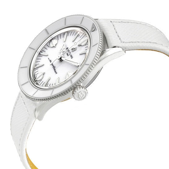 Breitling Superocean Heritage '57 Pastel Paradise White Dial White Leather Strap Watch for Women - A10340A71A1X1