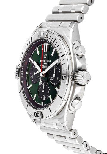 Breitling Chronomat B01 42mm Green Dial Silver Steel Strap Watch for Men - AB01343A1L1A1