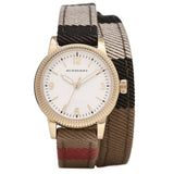 Burberry Utilitarian White Dial Multicolor Leather Strap Watch for Women - BU7851