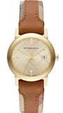 Burberry BU9133 The City Women's Watch – Gold Dial & Brown Leather Strap
