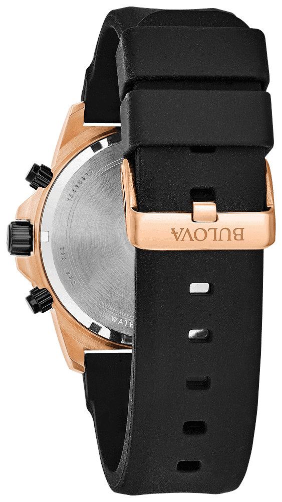 Bulova Marine Star Chronograph Black Dial Black Rubber Strap Watch for Men - 98B104