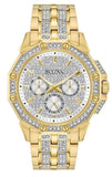 Bulova Octava 98C126 Men's Crystal Collection Watch with White Dial & Gold-Tone Stainless Steel Strap