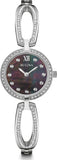 Bulova Crystal 96L224 Women's Watch – Black Mother of Pearl Dial with Silver Steel Strap