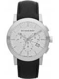 Burberry BU9355 The City Chronograph Quartz Men's Watch – White Dial & Black Leather Strap