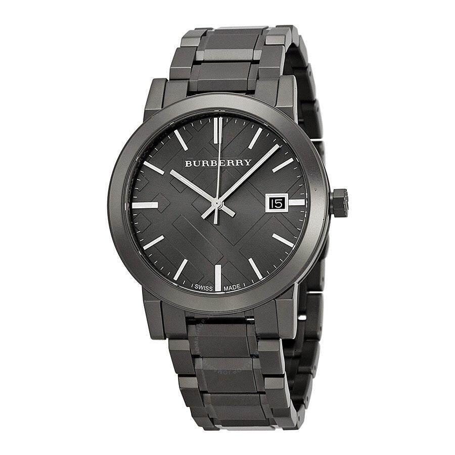 Burberry The City Grey Dial Gunmetal Steel Strap Watch for Men - BU9007