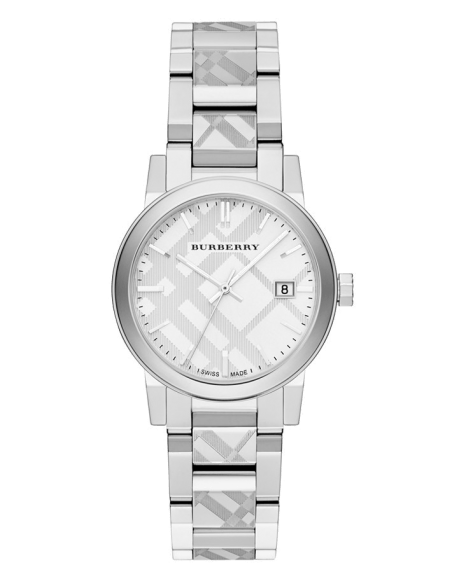 Burberry The City White Dial Silver Steel Strap Watch for Women - BU9144