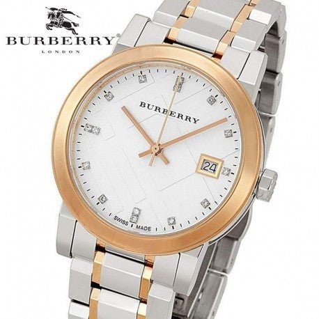 Burberry The City Diamonds White Dial Two Tone Steel Strap Watch for Women - BU9127