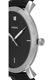 Fossil The Minimalist Carbon Series Black Dial Black Leather Strap Watch for Men - FS5497