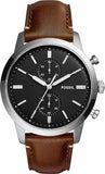 Fossil FS5280 Townsman Chronograph Men's Watch – Black Dial & Brown Leather Strap
