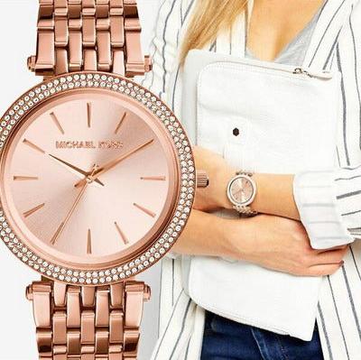 Michael Kors Darci Rose Gold Dial with Diamonds Rose Gold Stainless Steel Strap Watch for Women - MK3192