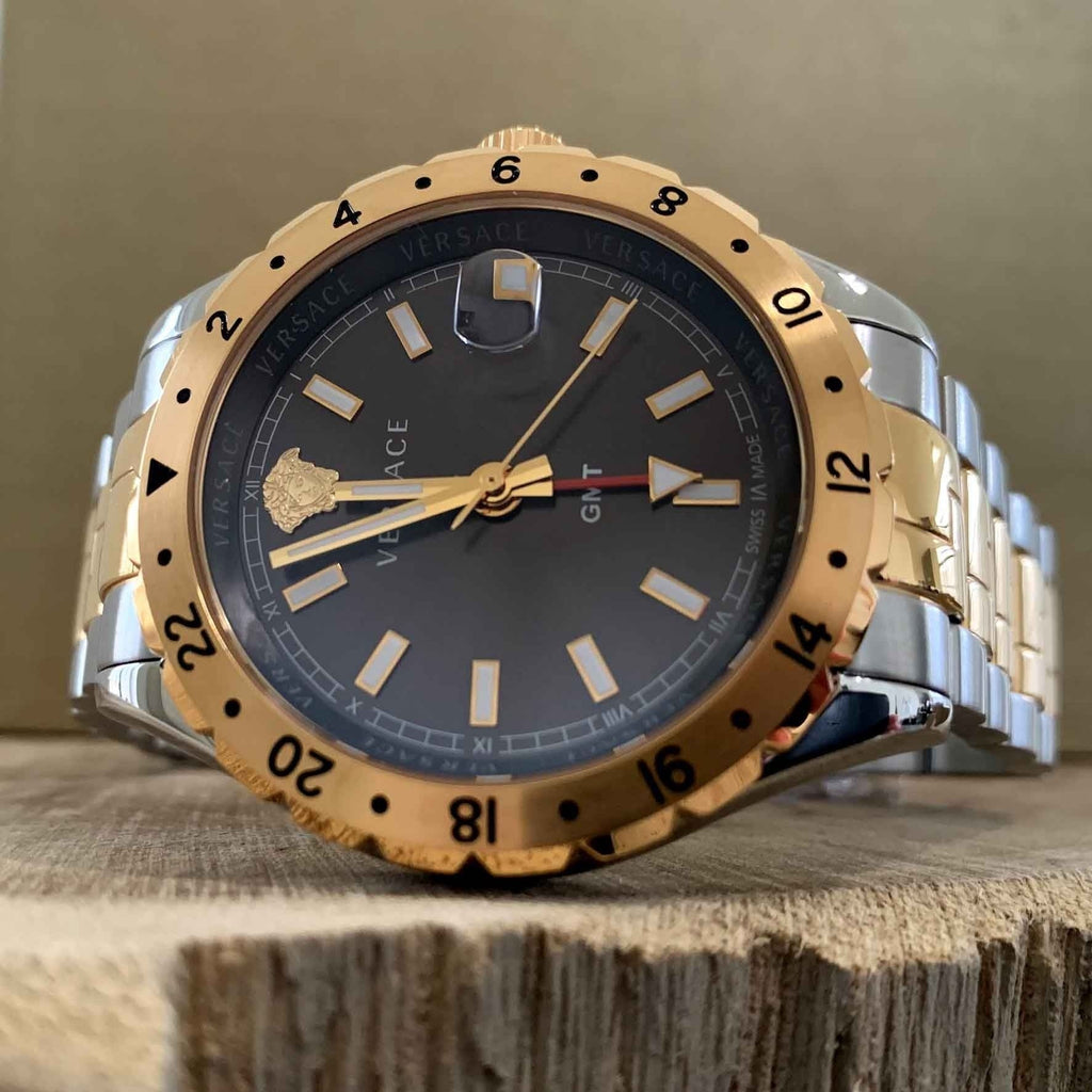 Versace Hellenyium Quartz Brown Dial Two Tone Steel Strap Watch For Men - V11040015