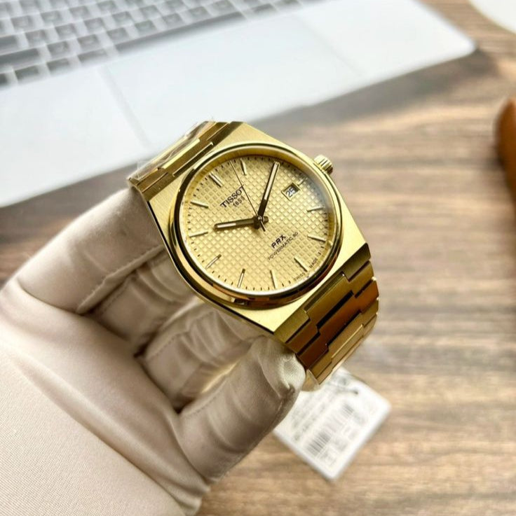 Tissot T137.207.33.021.00 PRX Powermatic 80 Men's Watch – Gold Dial & Gold Steel Strap
