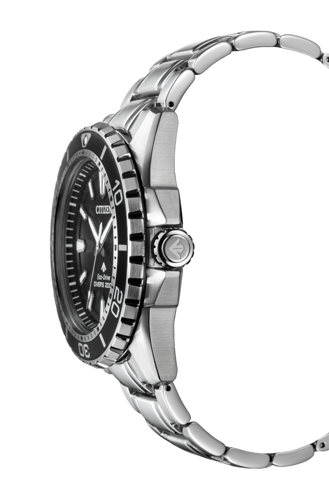 Citizen Promaster Diver Chronograph Black Dial Silver Steel Strap Watch For Men - BN0190-82E