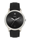 Fossil FS5497 The Minimalist Carbon Series Men's Watch – Black Dial & Black Leather Strap