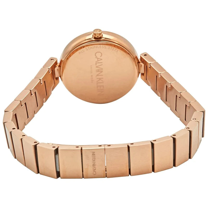 Calvin Klein Authentic White Dial Rose Gold Steel Strap Watch for Women - K8G23646